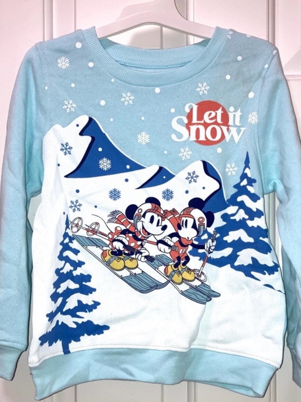 Disney Junior Let It Snow Mickey Mouse Minnie Mouse Sweatshirt new Size 5T new - Picture 2 of 5